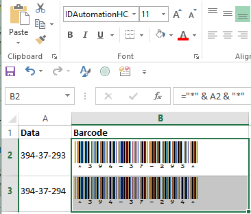 Select The Data To Encode and Then The Appropriate Barcode Font