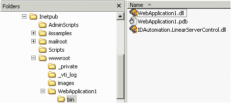 The server control DLL must be copied to the bin directory.