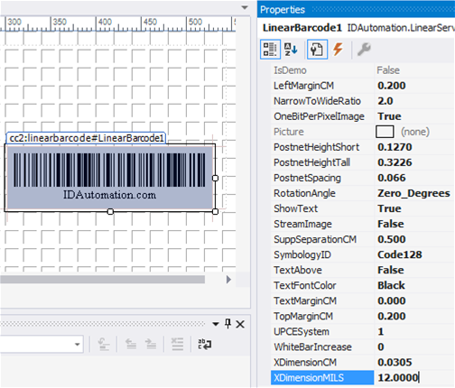 Barcode Control Properties