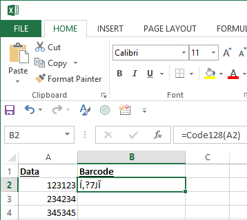 Entering Formulas into Excel Helps to Correctly Format a Barcode.