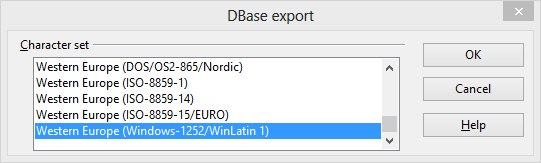 Select Western Europe (Windows-1252/WinLatin 1)