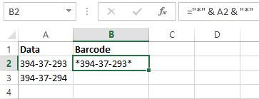 Data Can Be Encoded Using Excel Formula ="*" & CELL & "*"