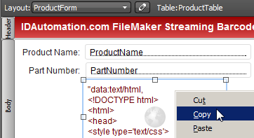 Copy the barcode object to the clipboard