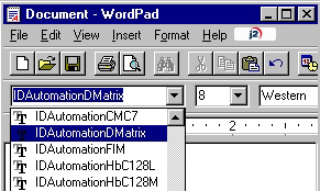 Place the Cursor in the Desired Area and Select the IDAutomationPDF417n3 Font