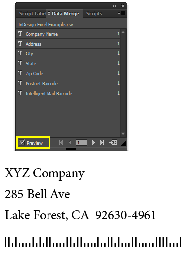 Preview barcode fields in InDesign