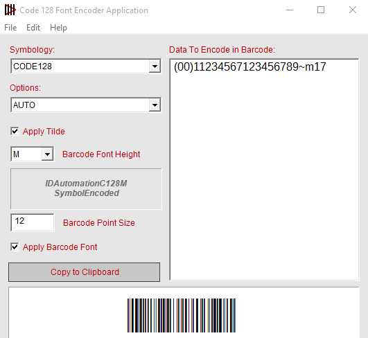 The Code-128 Font Encoder Software Application