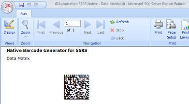 SSRS Data Matrix Barcode Generator screenshot