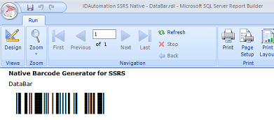 GS1 DataBar barcode image in SSRS Reporting Services.