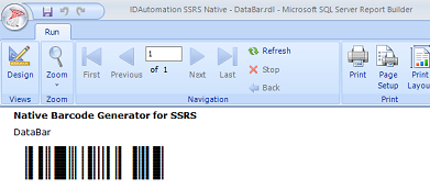 SSRS GS1 DataBar Barcode Generator screenshot