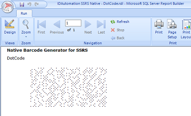 2D DotCode barcode image in SSRS Reporting Services.