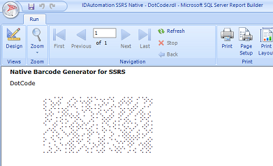 SSRS DotCode Barcode Generator