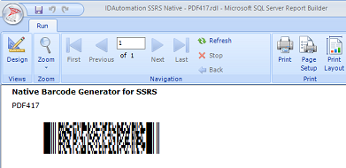 2D PDF417 barcode image in SSRS Reporting Services.