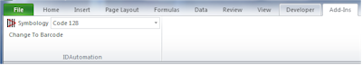 Barcode Add-In Toolbar in Microsoft Office 2007 & 2010