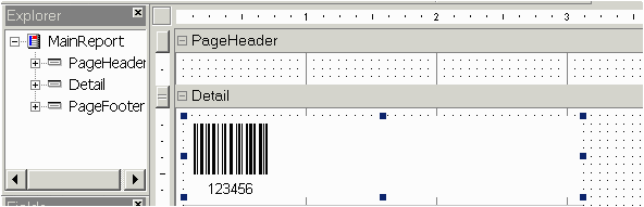 Select the barcode control from the list of available ActiveX Controls (it begins with IDAutomation). After selecting it, the control will appear in the report. 