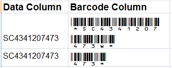 Barcode Sizing Issues May Occur in Excel if the Barcode is Truncated