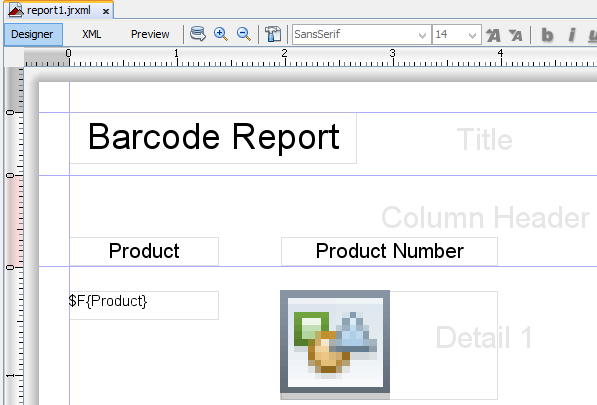Set up the report title, fields, and column headers