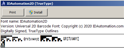 The IDAutomation2D universal font