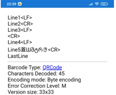 Scan Result - Multiple combinations of CR and LF.