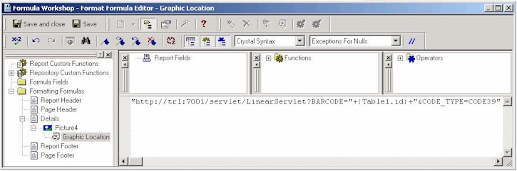 Enter the URL address of the Servlet in the Formula Editor.