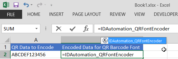 IDAutomation_QRFontEncoder function