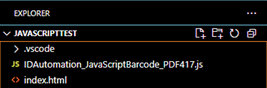 PDF417 File Placement PDF417 js file placed in the vscode explorer.