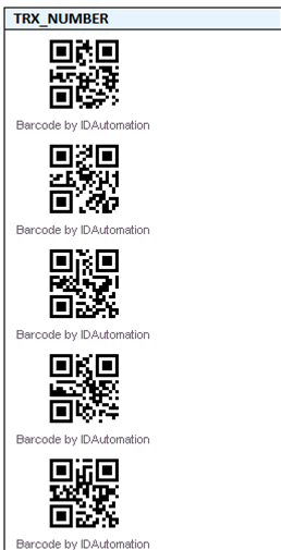 Dynamic QR Code generation of the TRX_NUMBER field 