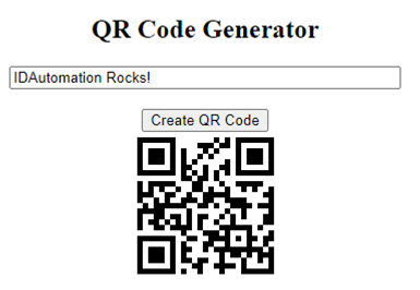 Qr code generator with a field for input, a button to generate a qr code, and a qr code displayed below