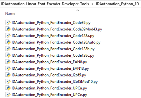 Select the symbology .py function to encode the barcode. 