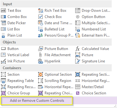Add or Remove Custom Controls