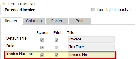 Barcode Invoice Number