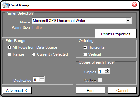 print all rows of linked spreadsheet
