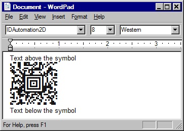 Paste the text into the application to create the Aztec symbol