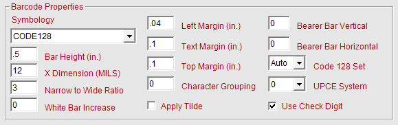 Adjusting barcode properties