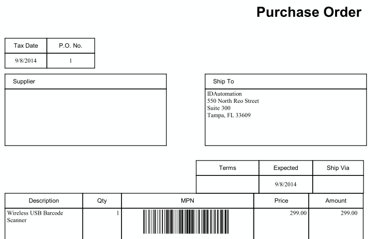 Barcode on PO