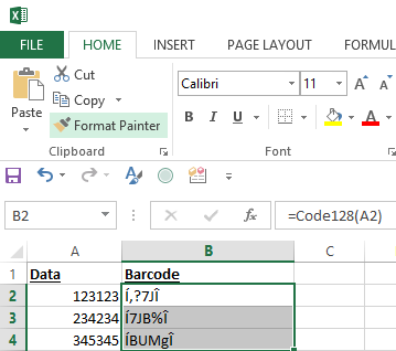 Select the Gray Column Identifier, B in this Case, and Choose Edit - Paste.