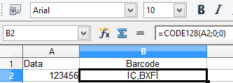 Code128 calc barcode