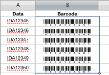 Center the barcode in the cell to ensure the entire barcode appears in the cell.