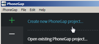 Apache Cordova PhoneGap New Project