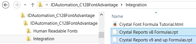 The "Crystal Reports Formulas" folder of the product ZIP file.