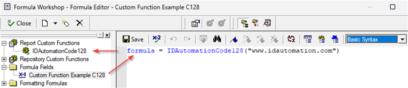 Calling the function from a formula field