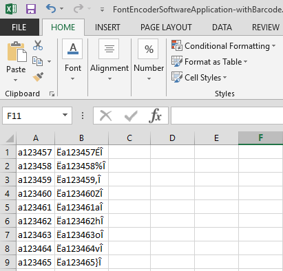 Encoded data for barcode