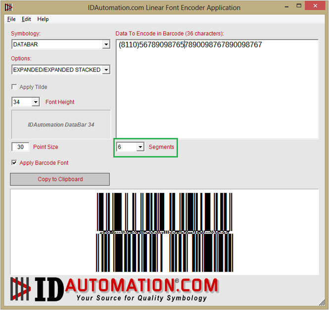 Setting segments for DataBar Expanded