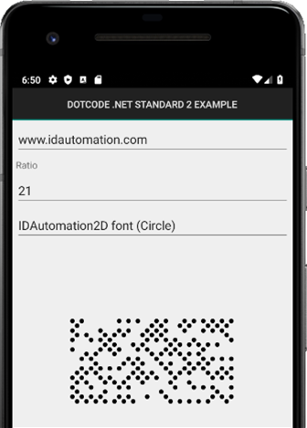 DotCode Xamarin example app in Visual Studio