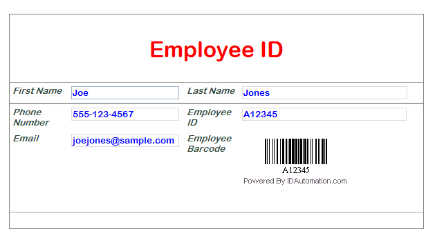 Preview form and view barcode