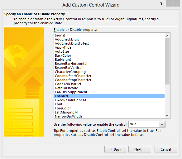 Barcode ActiveX properties