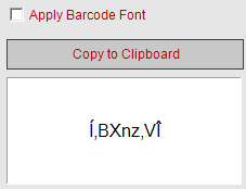 Prior to Clicking the Apply Barcode Font