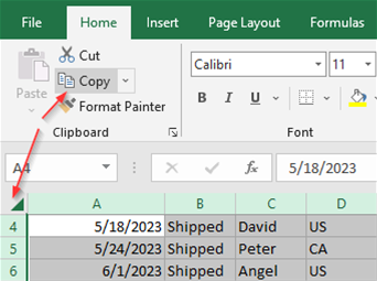 Copying an entire Excel spreadsheet