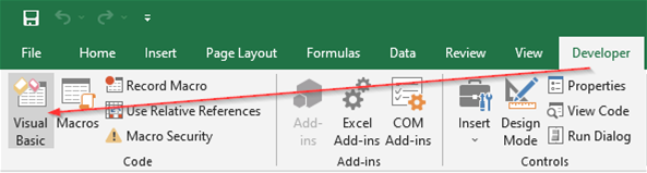 Visual Basic in the Developer Tab