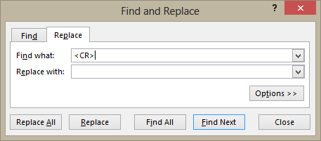 Find Replace Carriage Return