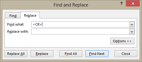 Find Replace Carriage Return Find Replace Carriage Return
